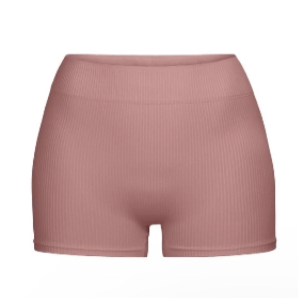 Skims Ribbed Shorts Rose Clay S/M - Picture 2 of 7